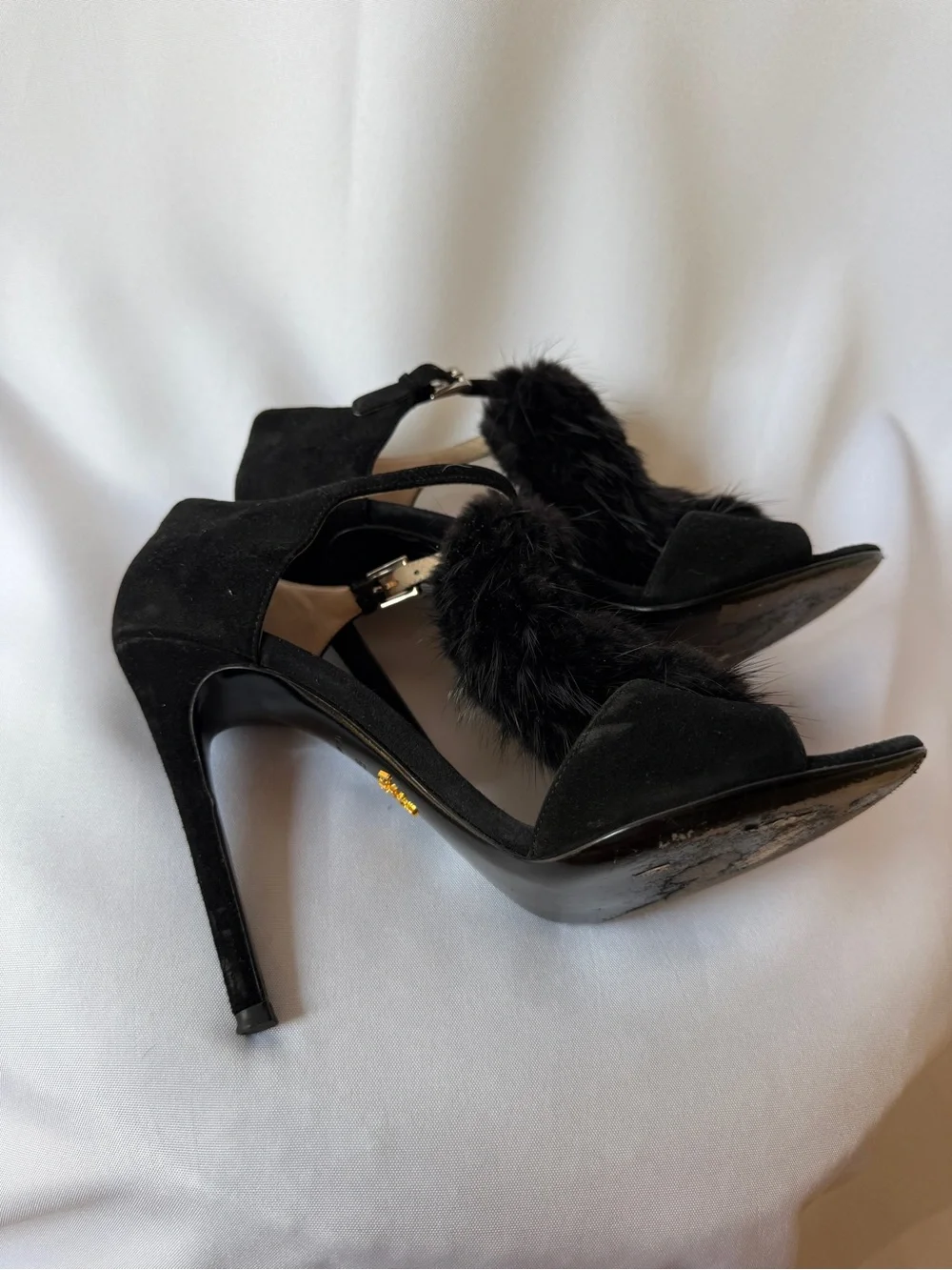 Prada Black Mink Fur High Heels